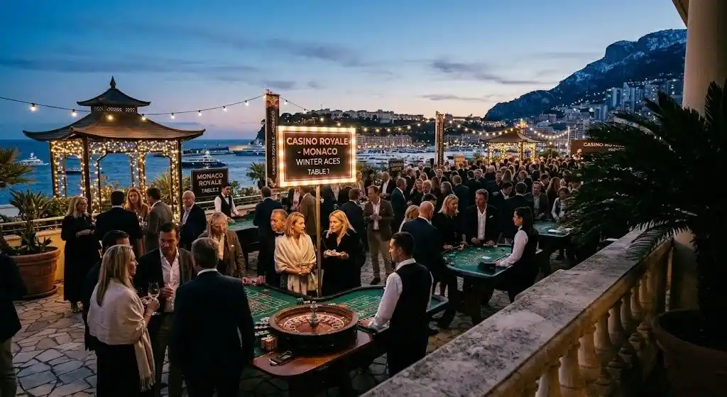 Exclusive offline place intended for organizing events, offering paid reservations for gambling sessions (roulette, poker, blackjack) purely for entertainment purposes