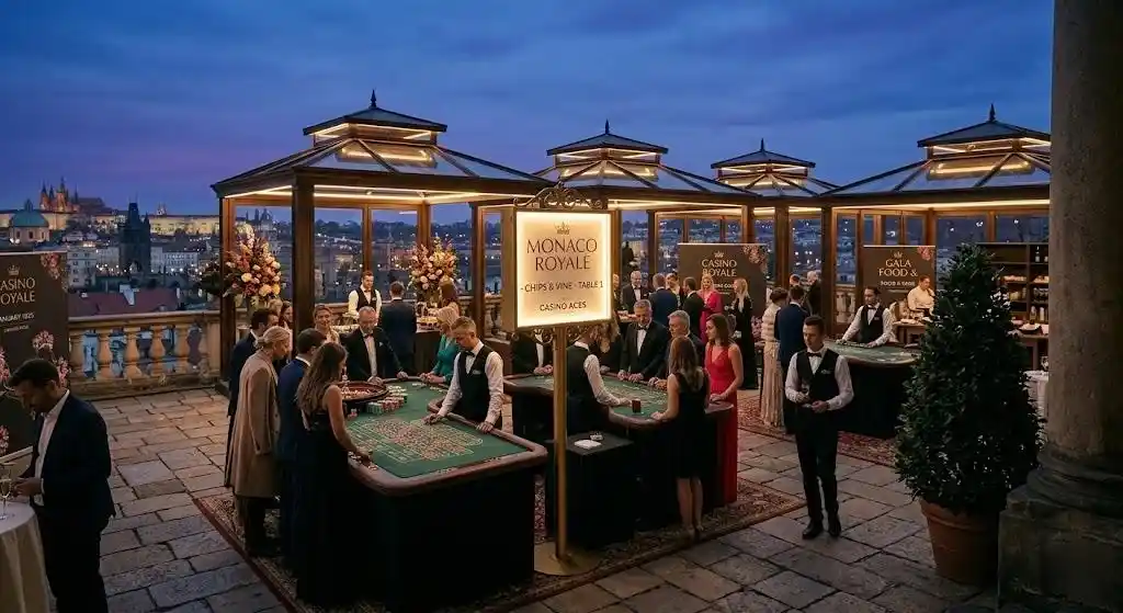 Exclusive offline place intended for organizing events, offering paid reservations for gambling sessions (roulette, poker, blackjack) purely for entertainment purposes