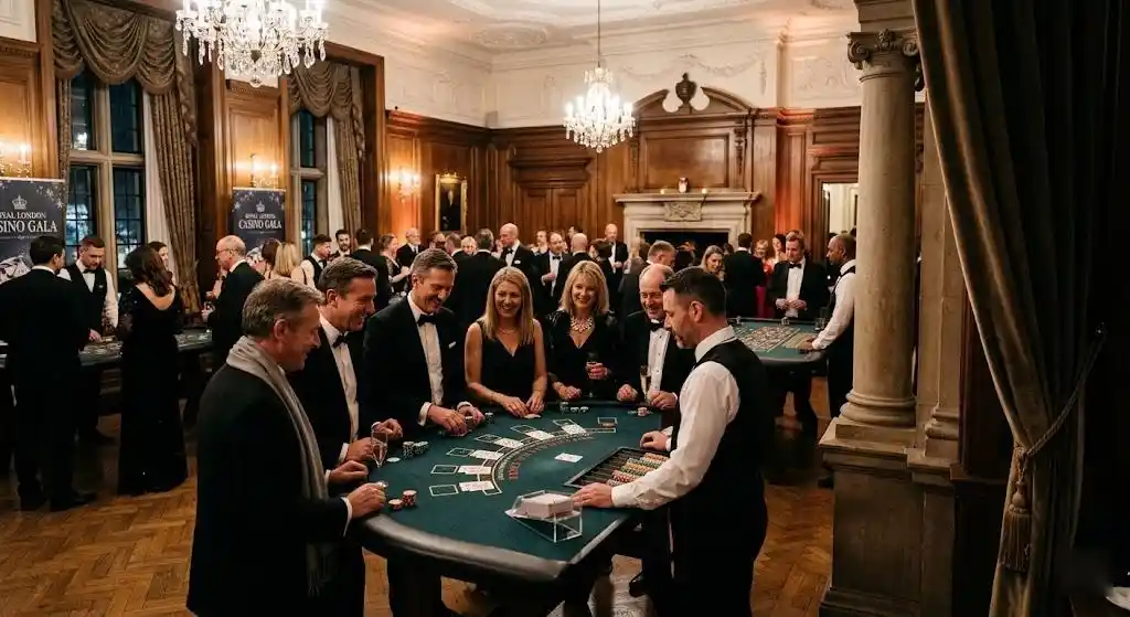 Exclusive offline place intended for organizing events, offering paid reservations for gambling sessions (roulette, poker, blackjack) purely for entertainment purposes